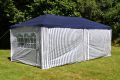 Zahradní stan 3×6 m – modrobílý, skládací, s klik systémem
