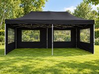 Nůžkový párty stan 3 × 6 m s bočními stěnami, černý