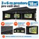Nůžkový párty stan 3 × 6 m s bočními stěnami, černý