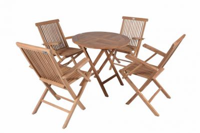 DIVERO zahradní venkovní nábytek z týkového dřeva s opěrkami Garth