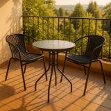 Balkonový set z vyplétaného polyratanu 2 židle a stůl