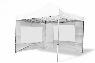 Zahradní párty stan nůžkový 3x3 m, bílý Garth + 4 boční stěny