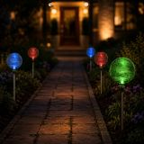 Sada 5 solárních zahradních zápichů s LED koulí, 80 cm