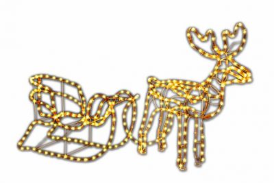 Nexos Světelný LED vánoční sob se sáněmi, 140 cm, teple bílý