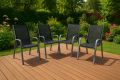 Zahradní stohovatelné židle sada 4 ks, vysoké opěradlo
