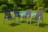 Zahradní stohovatelné židle sada 4 ks, vysoké opěradlo