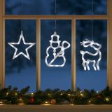 Vánoční LED ozdoby na okno – sada sněhulák, 19 - 20 cm