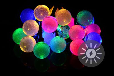 Solární světelný řetěz 20 LED, barevné, blikající funkce