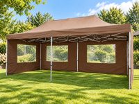 Nůžkový párty stan 3 × 6 m s bočními stěnami, béžový