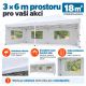 Nůžkový párty stan 3 × 6 m s bočními stěnami, bílý