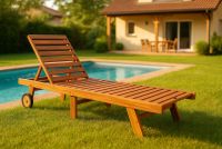 Polohovací teakové lehátko s kolečky, skládací 200 cm