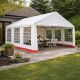 Zahradní párty stan 6×4 m, bílý a červený pruh, PVC 400 g/m²