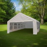 Velký zahradní stan bílý 5×10 m – nepromokavý, uzavíratelný