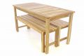 Zahradní set lavic a stolu DIVERO - neošetřené týkové dřevo - 150 cm