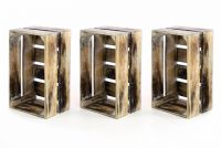 Sada 3 x dřevěná bedýnka VINTAGE DIVERO hnědá - 44 x 28 x 19 cm