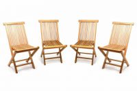 Sada zahradní skládací židle DIVERO, týk, 4 ks