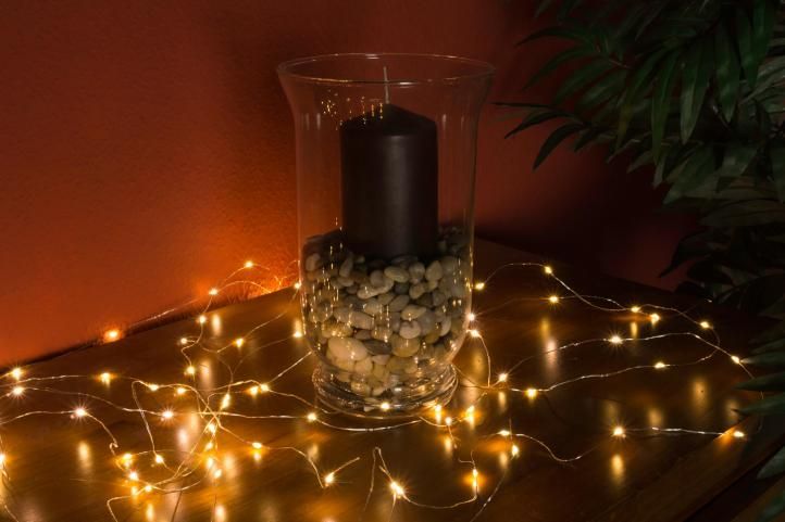 Vánoční dekorativní osvětlení – drátky, 200 LED, teple bílé