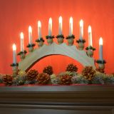 Vánoční svícen 47 x 31 x 5 cm, 10 LED, dřevo, teple bílá