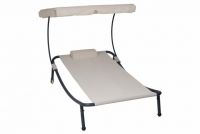 Zahradní lehátko se stříškou a kolečky, 202 x 139 x 152 cm