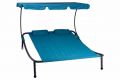 Zahradní lehátko Divero Ohrid se stříškou a kolečky pro 2 osoby - 202 x 189 x 152 cm