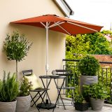 Půlkruhový balkonový slunečník 2,7 m terakotový s klikou