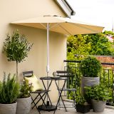 Půlkruhový balkonový slunečník 2,7 m béžový s klikou