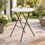 Skládací bistro stůl Ø 80 cm, výška 110 cm, bílý