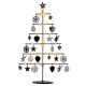 Vánoční kovový dekorační strom 25 LED, teple bílá, černý