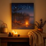 Nástěnná malba horské jezero, 22 LED, 30 x 40 cm