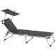 Zahradní lehátko, skládací, stínicí stříška, antracit 187 cm