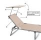 DIVERO Skládací lehátko se stříškou XXL, béžové