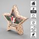 Dřevěná hvězda s motivem sněhuláka, 8 LED, teplá bílá
