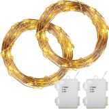VOLTRONIC Sada 2 kusů světelných drátů 50 LED, teplá bílá