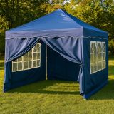 Zahradní nůžkový párty stan 3×3 m modrý s bočnicemi