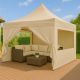 Nůžkový zahradní stan 3x3 m béžový – 5 výšek, taška v ceně