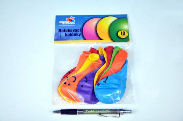 Balonek nafukovací 9" potisk Smile 10cm 10ks v sáčku karneval