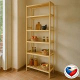 Dřevěný regál z borovice 6 polic 213x80x33 cm, česká výroba