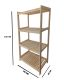Dřevěný regál se 4 policemi, 133 x 70 x 43 cm
