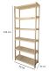Dřevěný regál, 6 polic, 70 x 213 x 43 cm