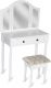 Toaletní stolek se stoličkou, bílý, 80 x 40 x 136 cm