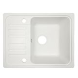 Granitový dřez s odkapávačem, bílý, 57 x 45 cm