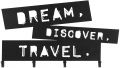 Nástěnný věšák Dream Discover Travel, černý kov, 4 háčky