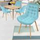 MIADOMODO Sada prošívaných jídelních židlí, tyrkysová 4 ks