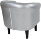 Klubové křeslo s taburetem Chesterfield, stříbrné