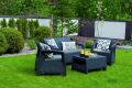 Zahradní set CORFU, polyratan, grafit, šedé podušky